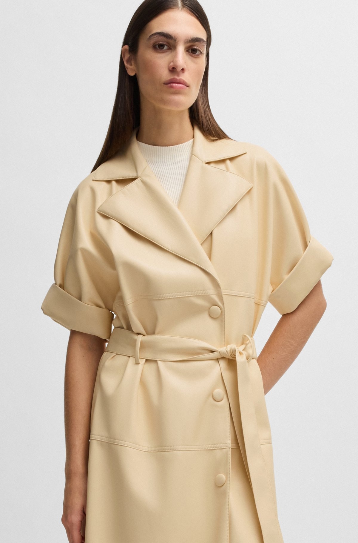 TRENCH-STYLE RELAXED-FIT DRESS IN FAUX LEATHER - 5
