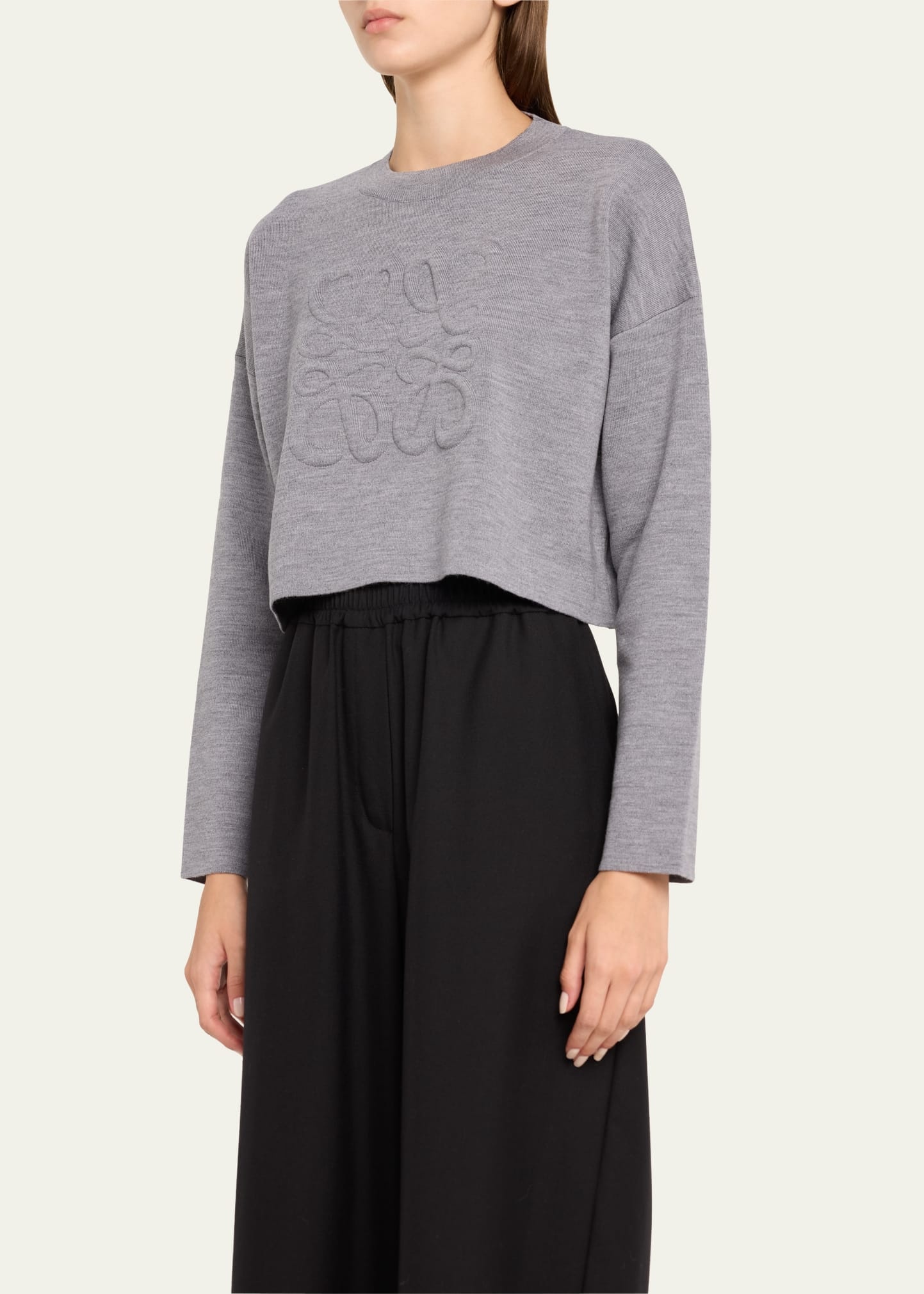 Short Wool Sweater with Anagram Detail - 4