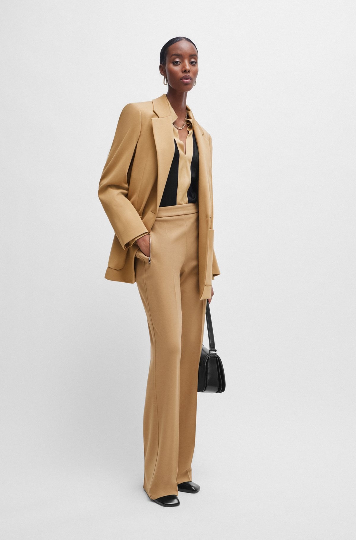 RELAXED-FIT TROUSERS WITH BOOTCUT LEG IN STRETCH MATERIAL - 3