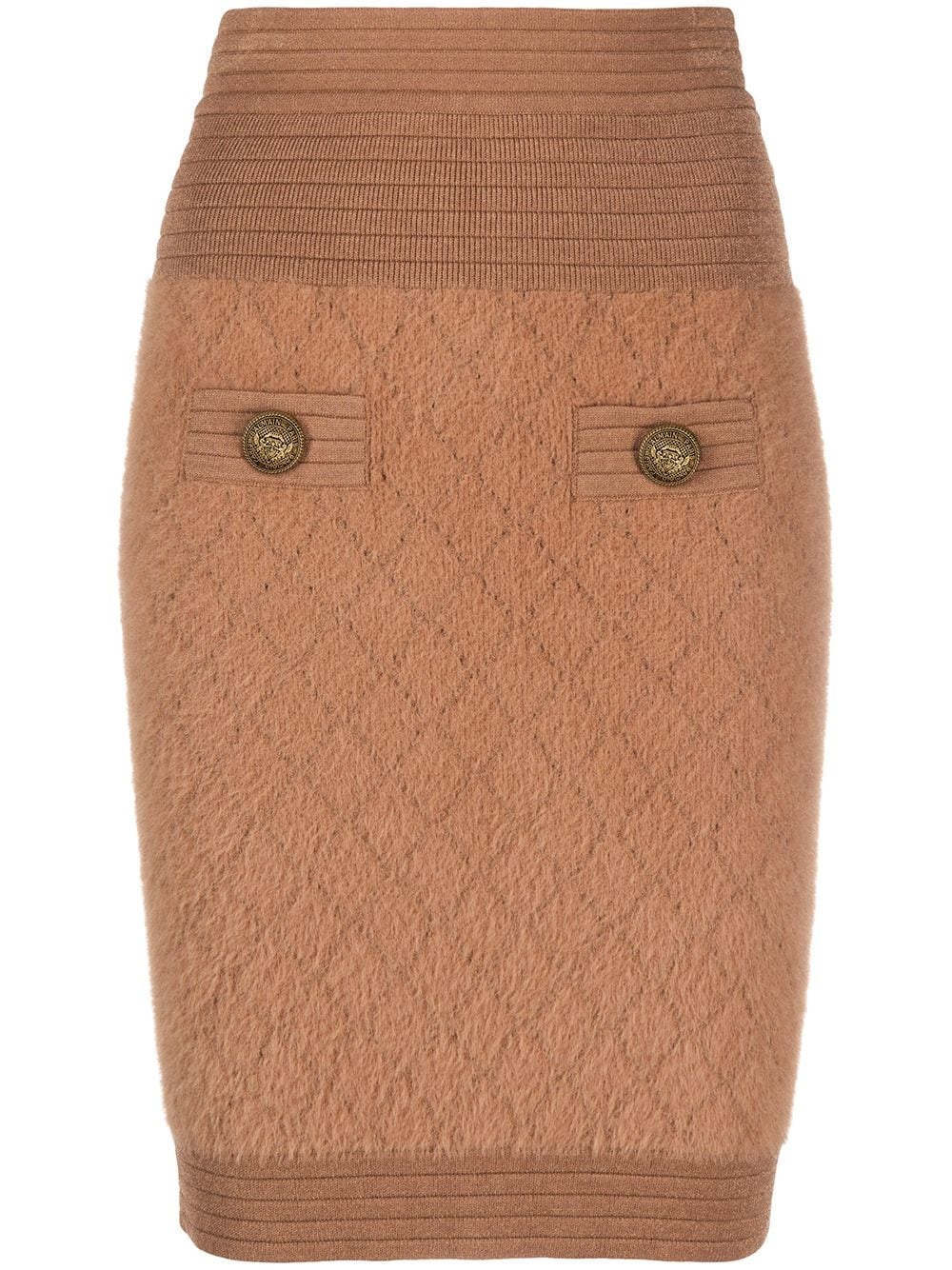 fluffy knit fitted skirt - 1