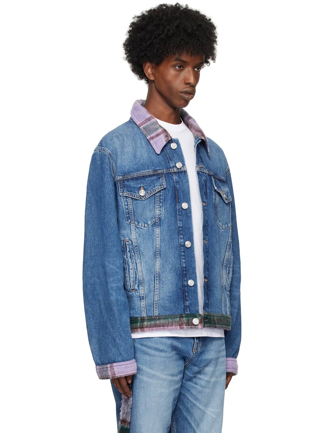 Blue Tartan Denim Jacket - 2