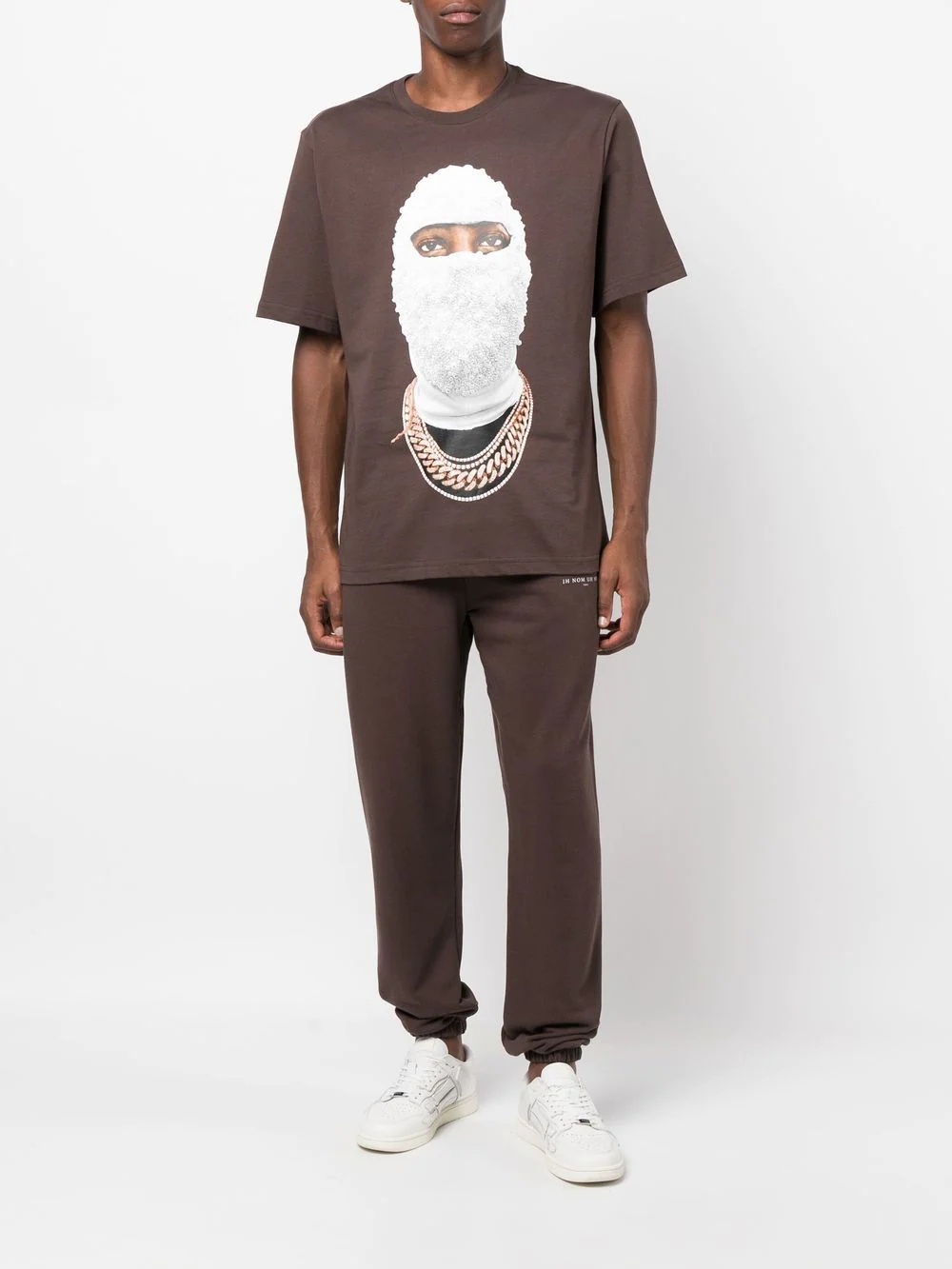 balaclava-print detail T-shirt - 2