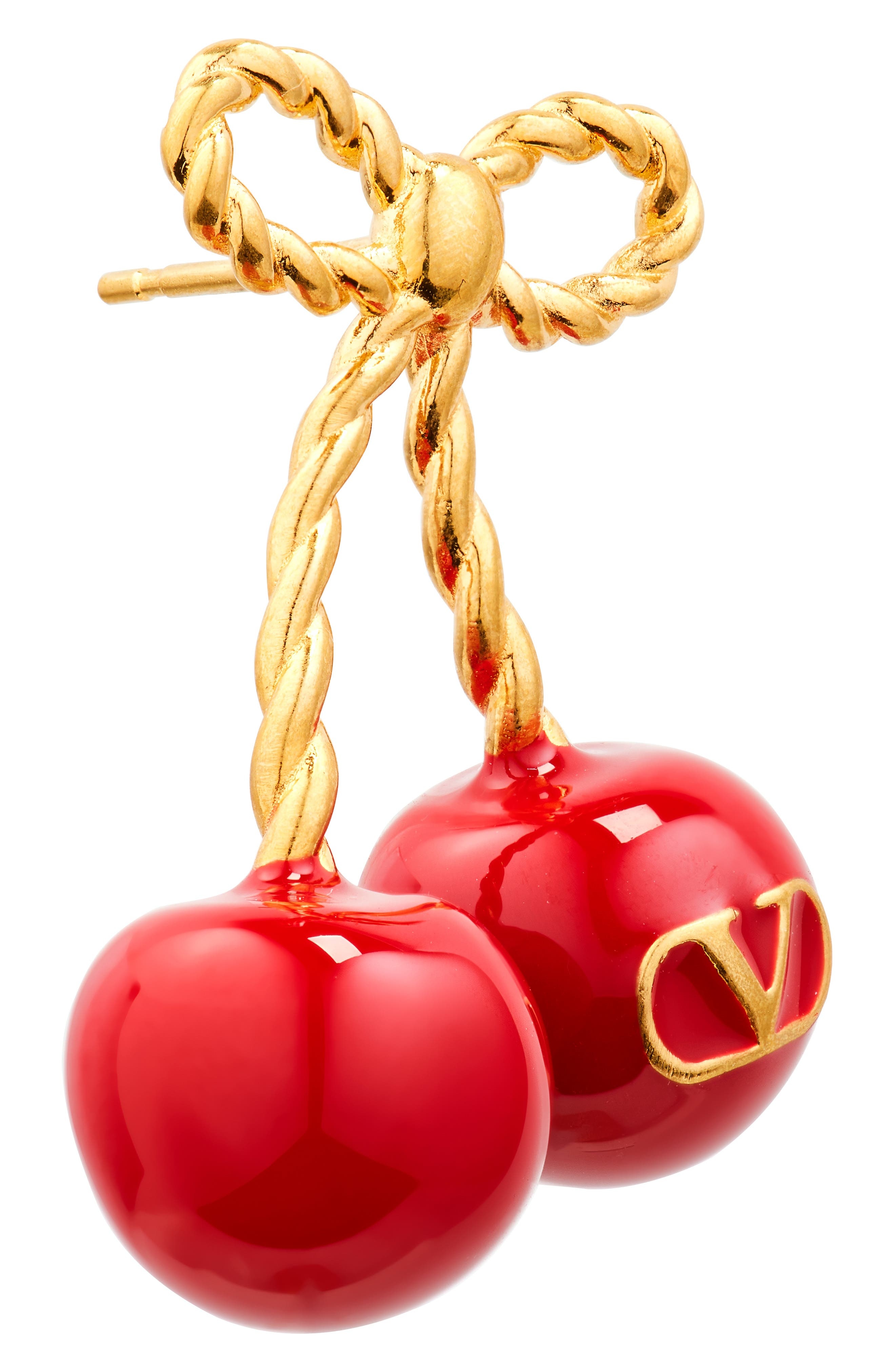Valentino Garavani Chez Valentino Cherryfic Drop Earrings in Antique Brass/Rosso at Nordstrom - 5