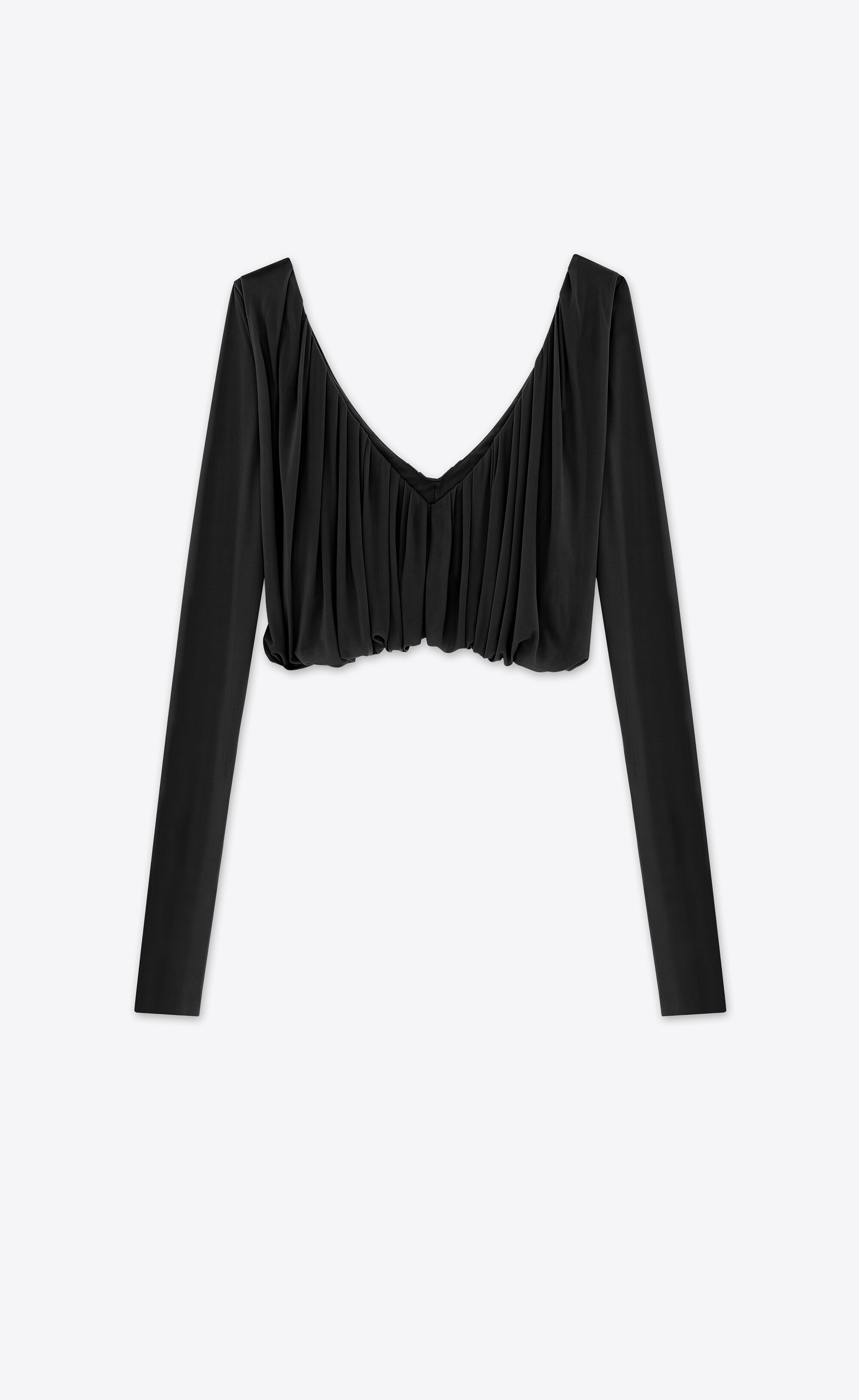 gathered jersey cropped top - 3