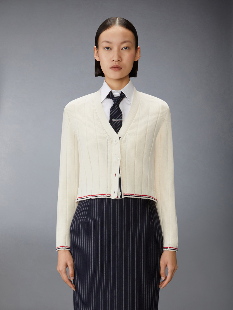 Thom Browne MERINO WOOL V NECK CARDIGAN outlook