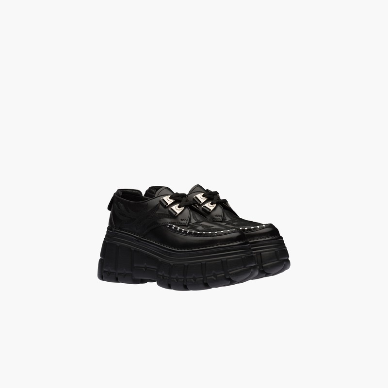 Embroidered leather lace-up shoes - 2
