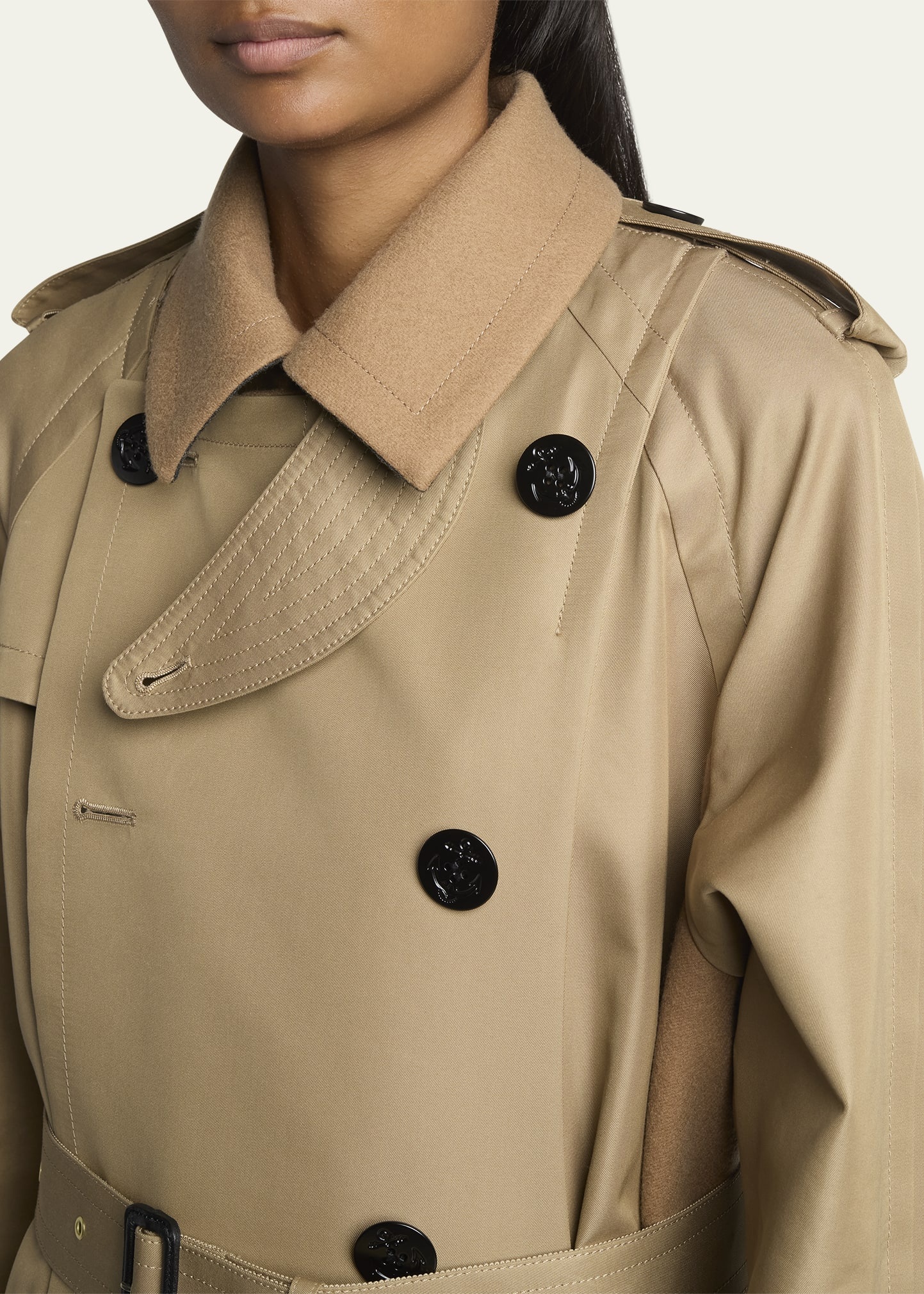 sacai Hybrid Long Belted Trench Coat | bergdorfgoodman