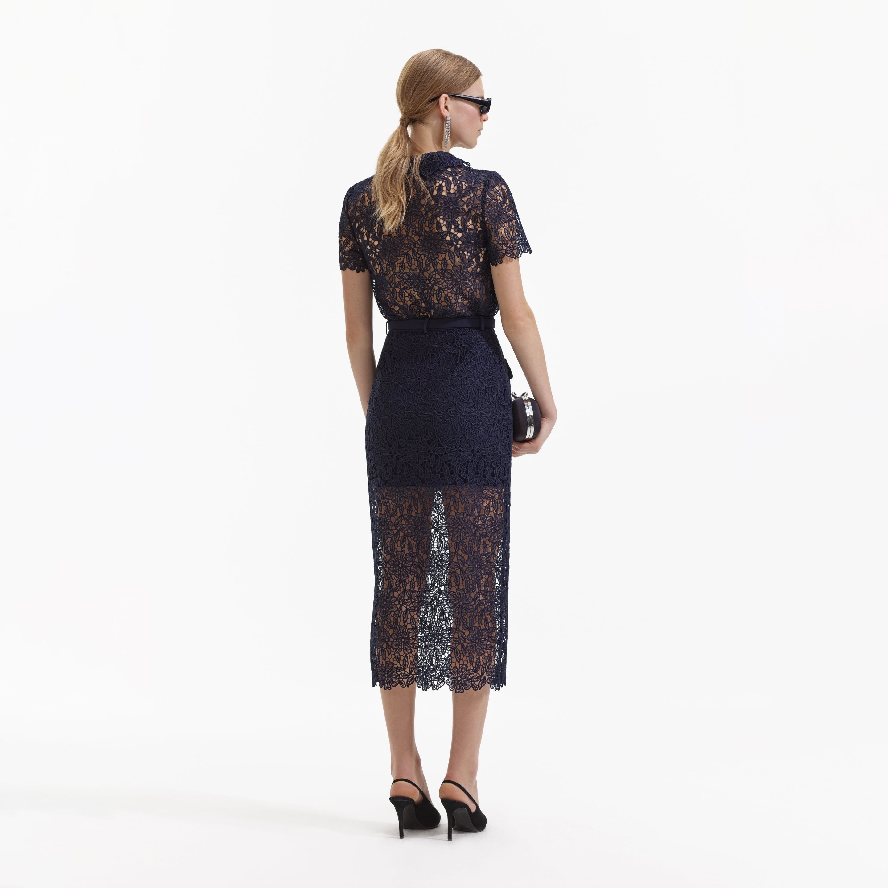 Navy Guipure Lace Top - 3