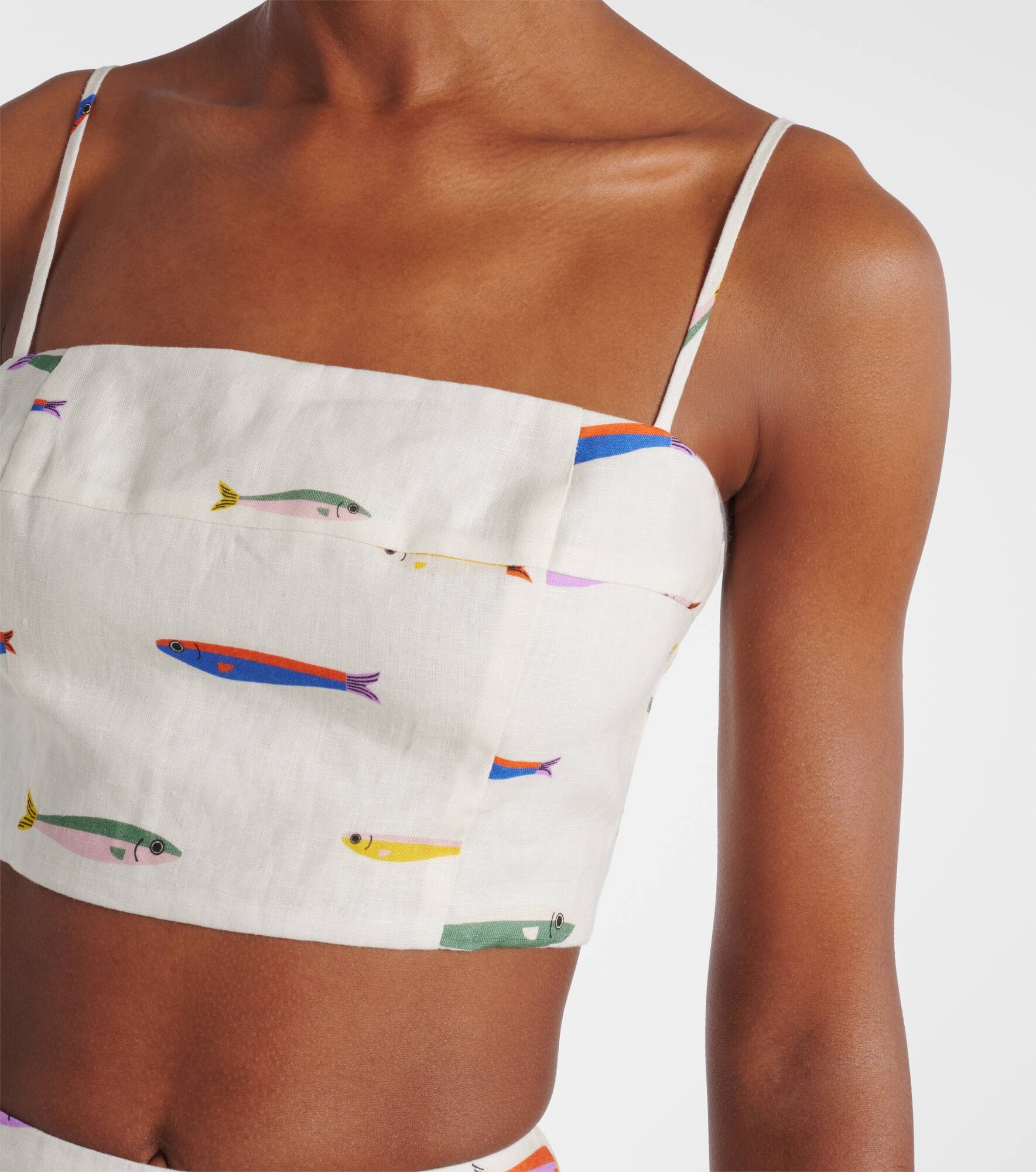 Federico printed linen crop top - 4