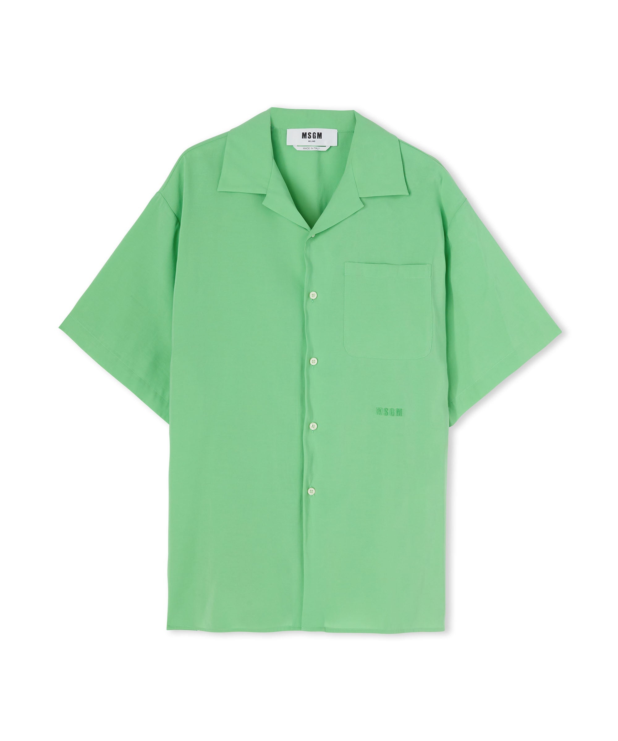 Solid color viscose fluid short-sleeved shirt - 2