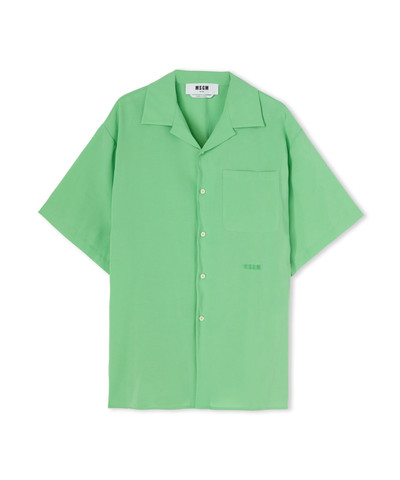 MSGM Solid color viscose fluid short-sleeved shirt outlook
