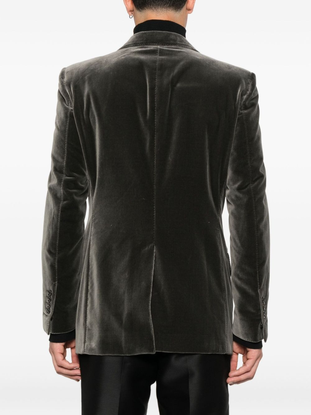 single-breasted velvet blazer - 4