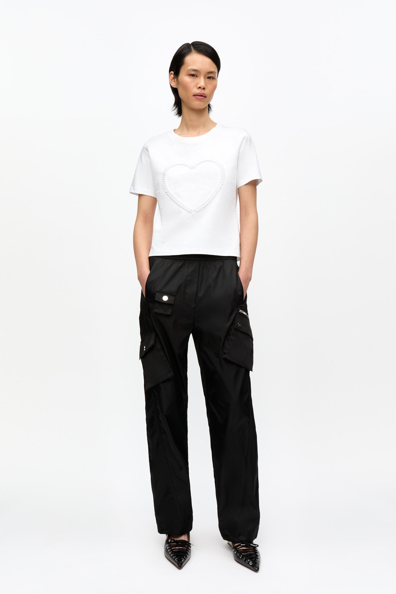 WHITE HEAVY COTTON HEART T-SHIRT - 3