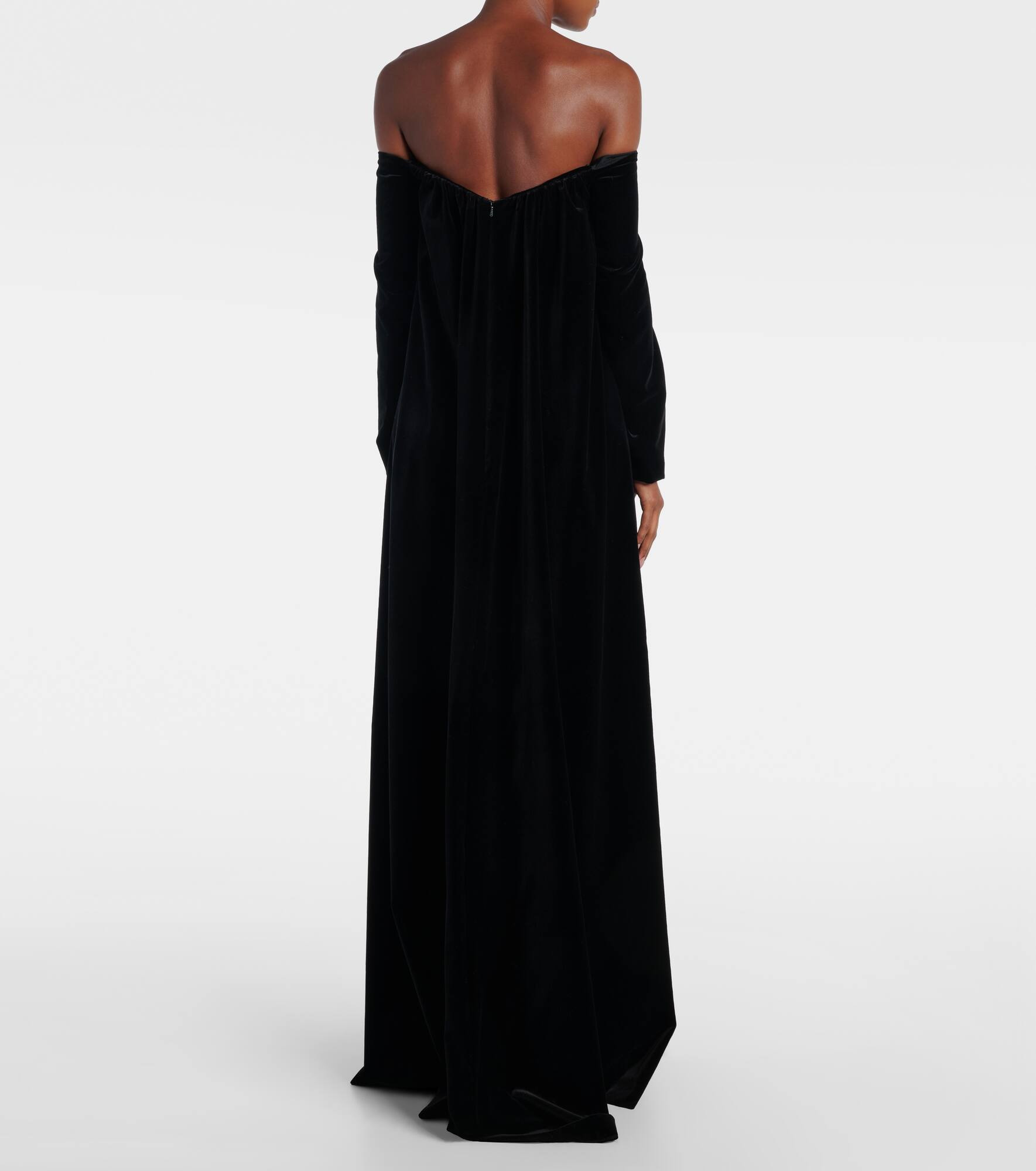 Open-back cotton velvet gown - 3