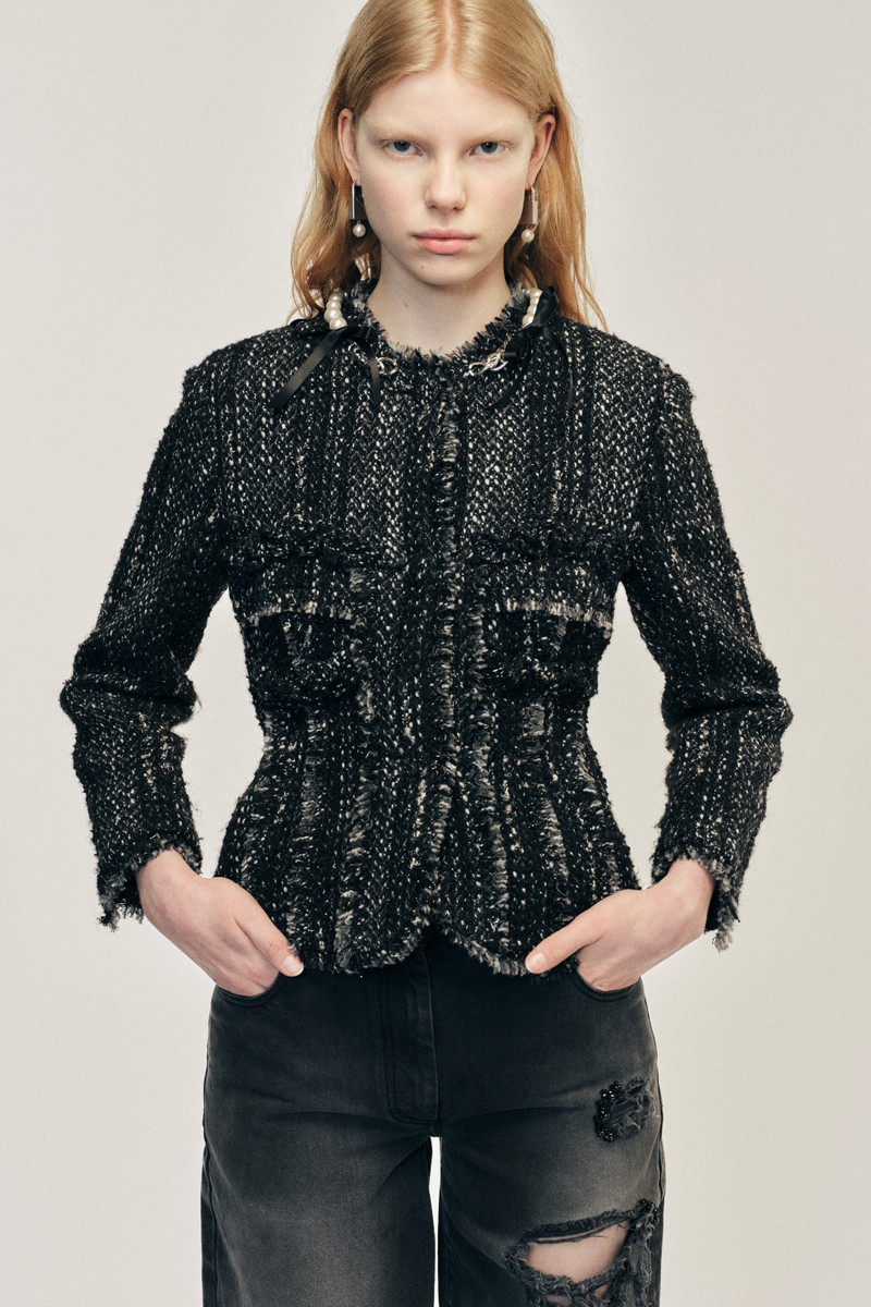 Embellished Sculpted Frill Bust Fray Jacket 3