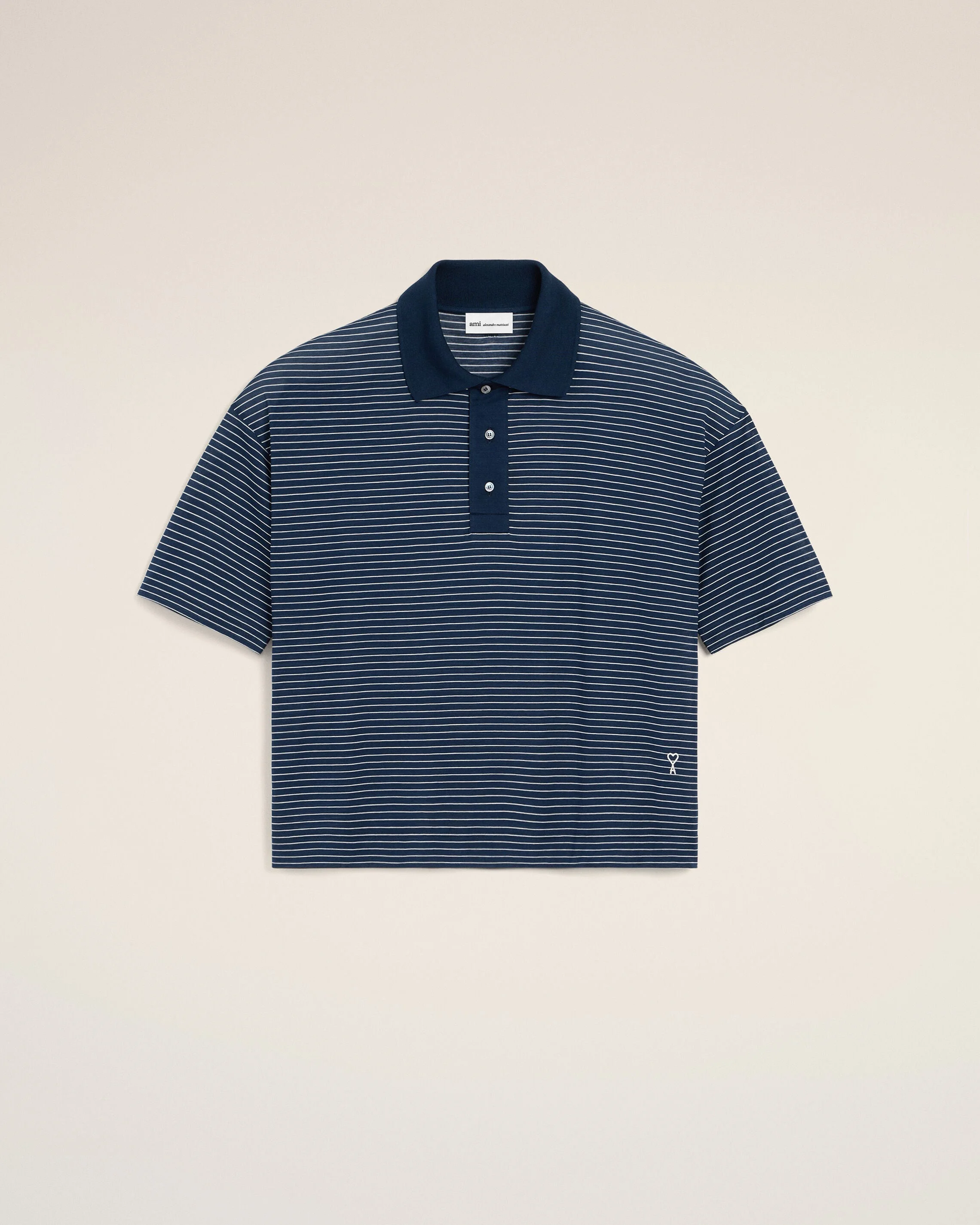 BLUE COTTON STRIPED AMI DE COEUR POLO - 1