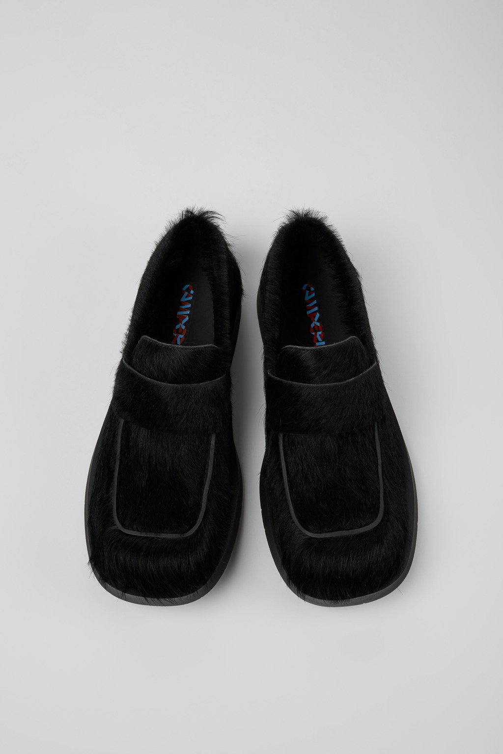 Black long calf hair leather loafers - 4