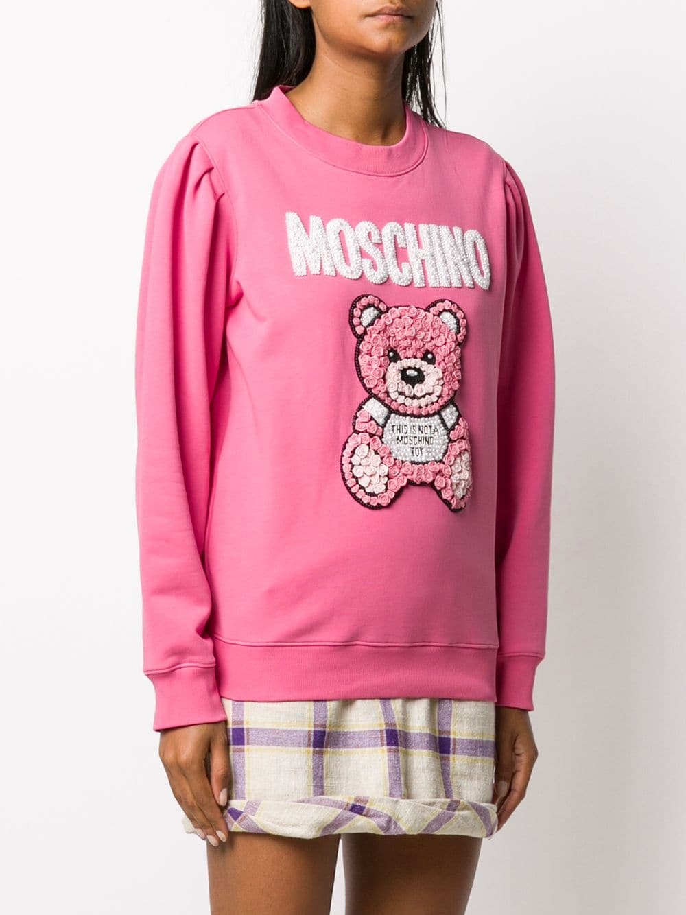 bear motif rose sweatshirt - 3