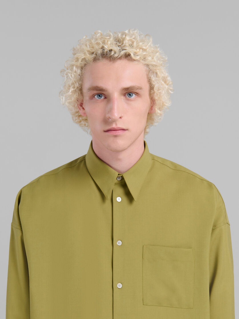 GREEN TROPICAL WOOL LONG-SLEEVED SHIRT - 4