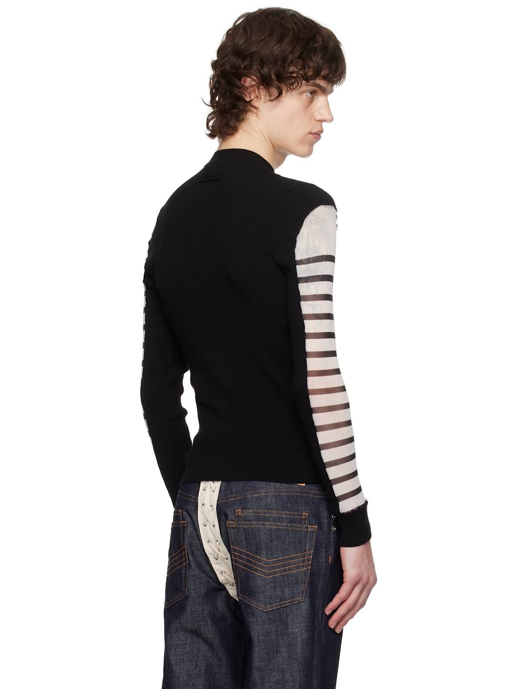 White & Black 'The Bi-Material Marinière' Sweater - 3