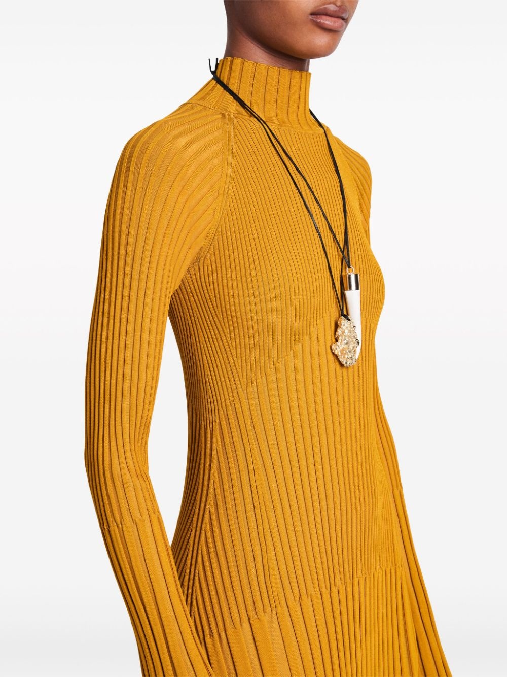 roll-neck ribbed midi dress - 5
