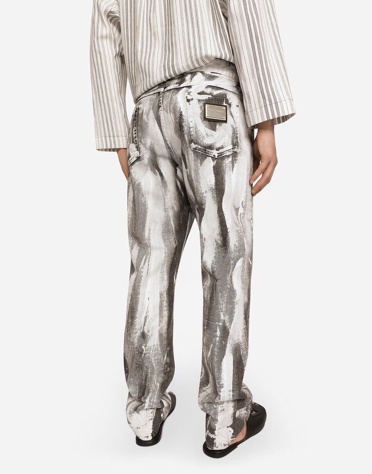 Black regular-fit jeans with brushstrokes - 4