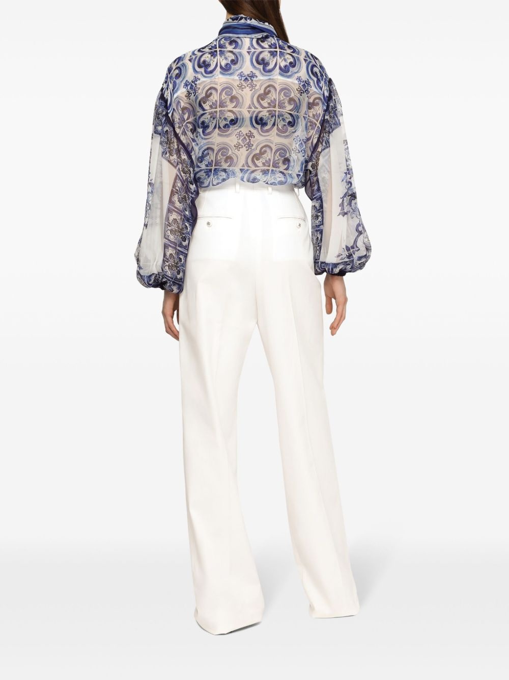 tie-neck silk blouse - 4