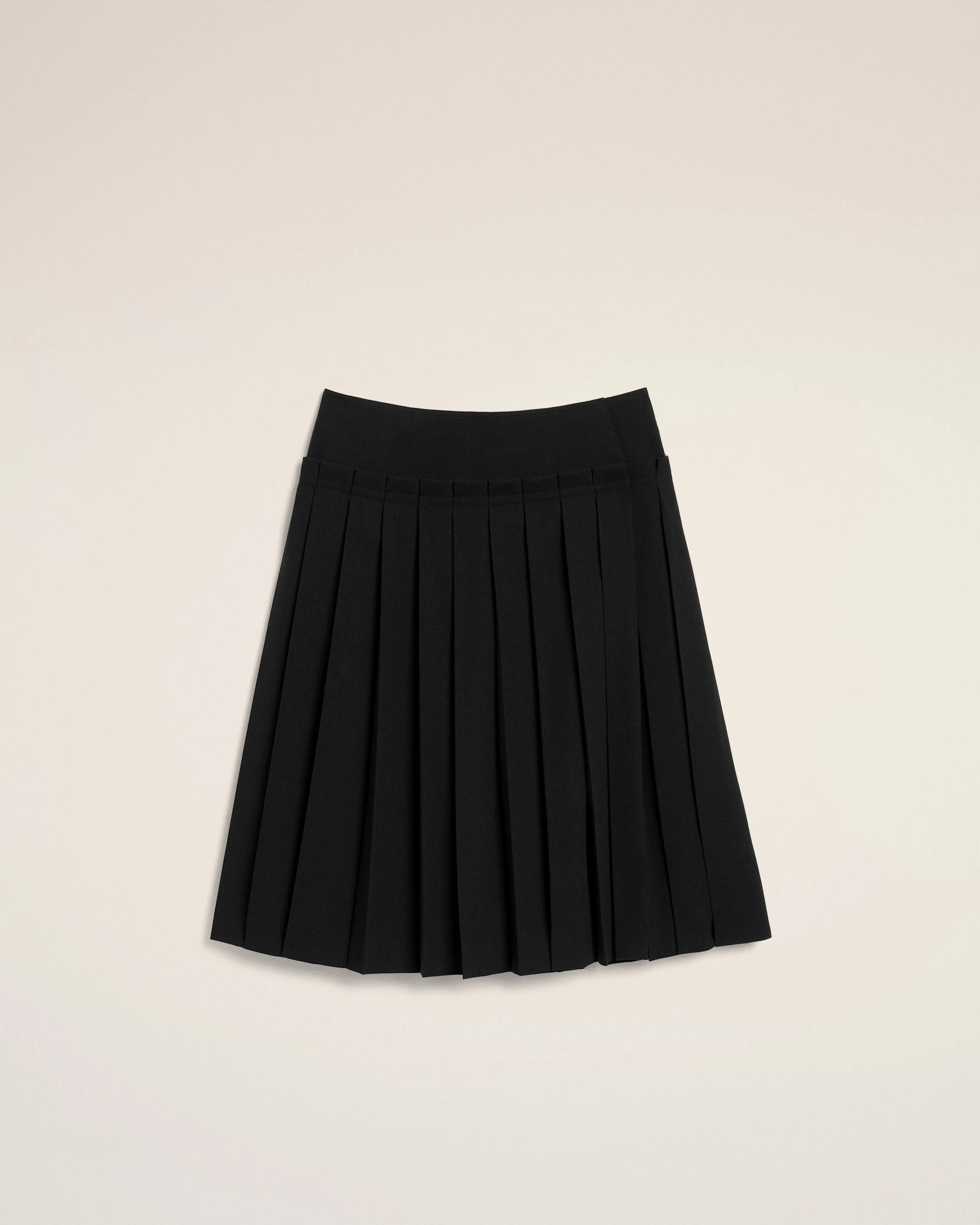 BLACK MIDI PLEATED WOOLSKIRT - 1
