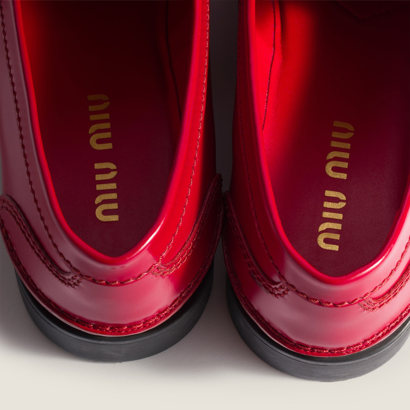 Miu Miu Brushed leather penny loafers outlook