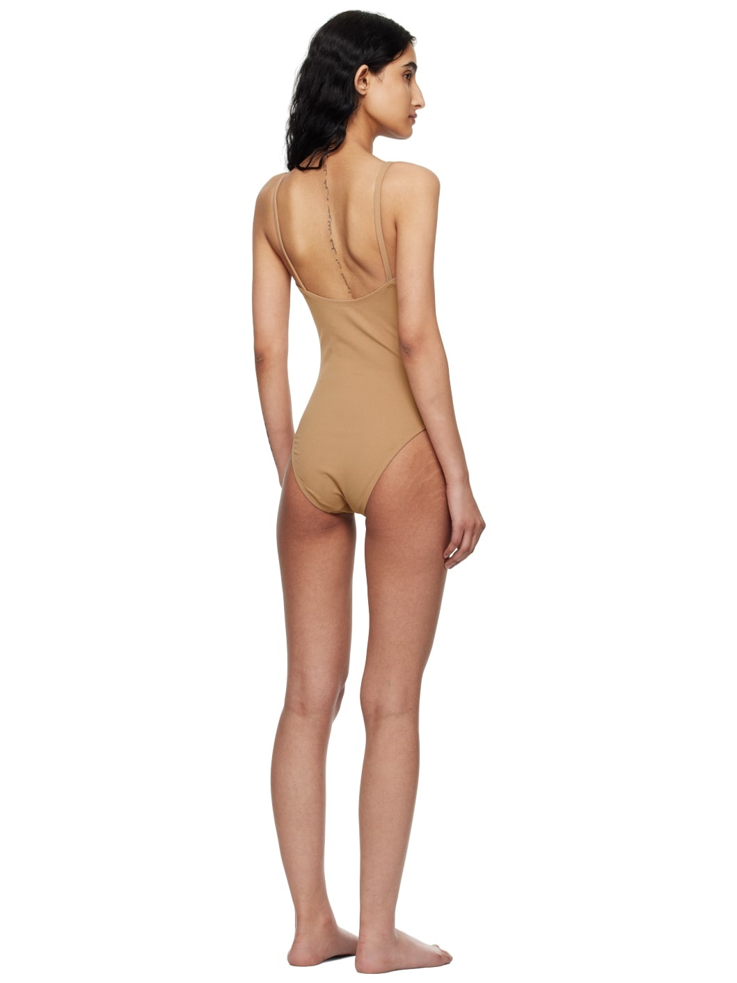 Beige Square Neck Swimsuit - 3