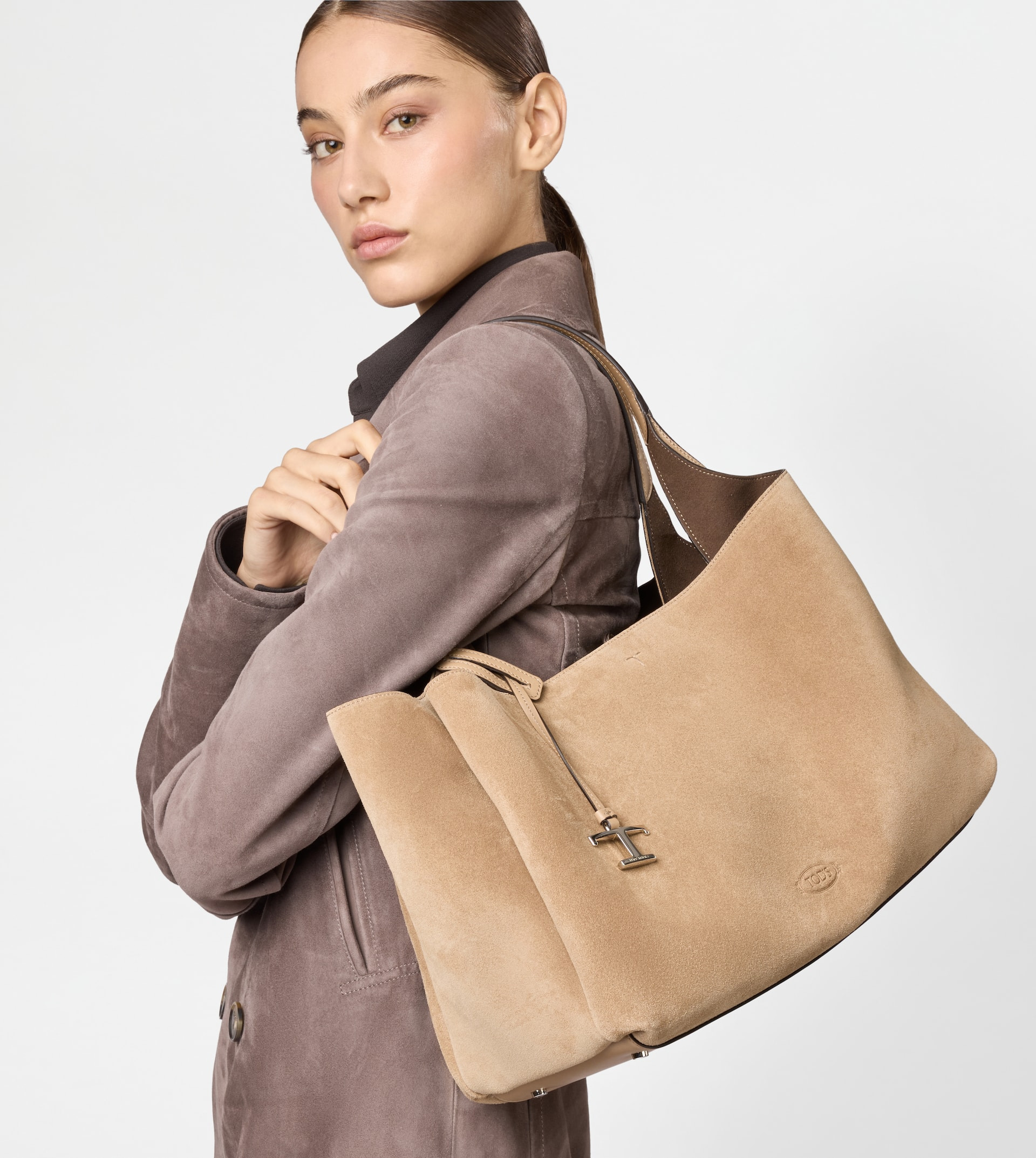 TOD'S BAG IN SUEDE MEDIUM - BROWN - 6