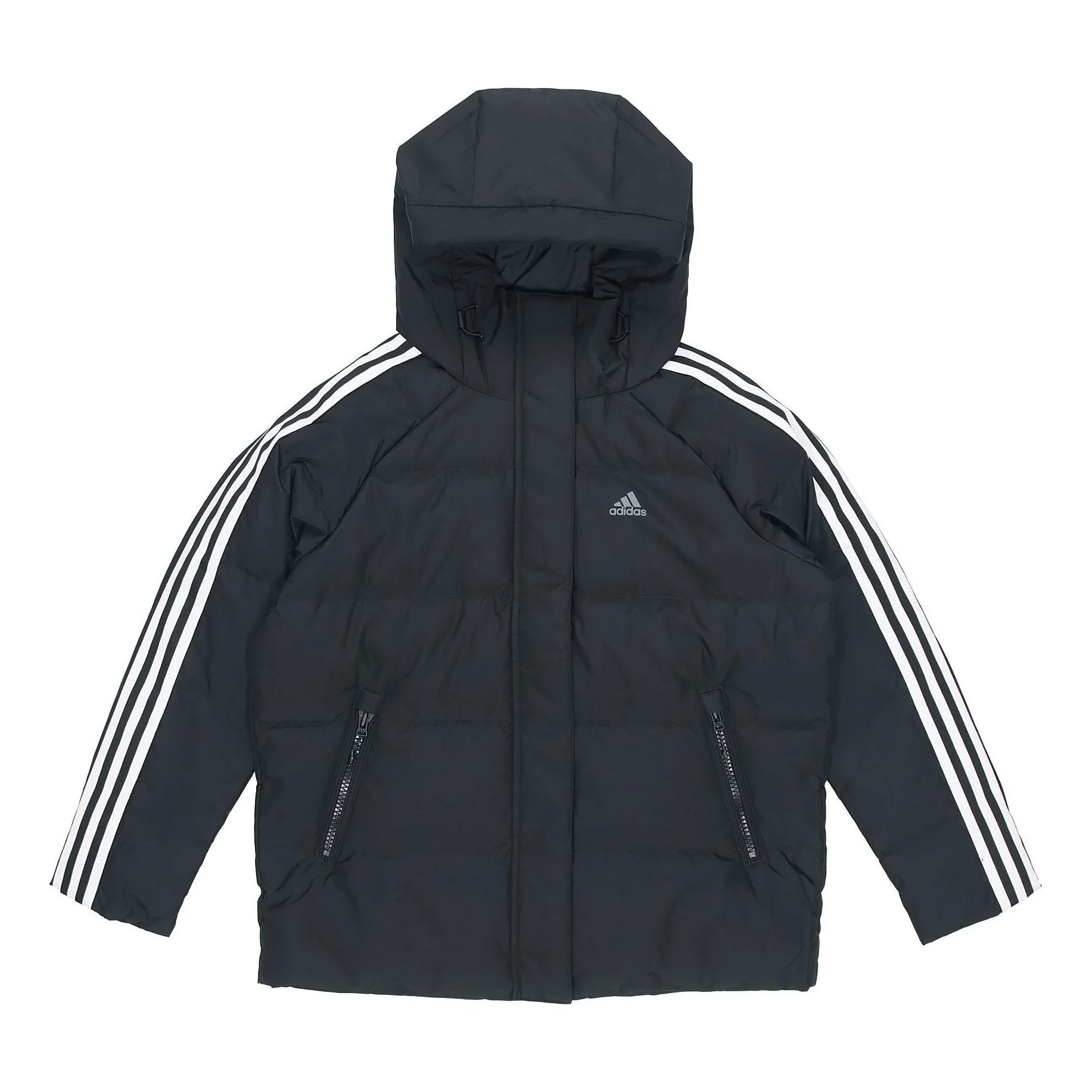 (WMNS) adidas W 3St Puff Jkt Double Layer Knit Zipper Pocket hooded down Jacket Black H23063 - 1