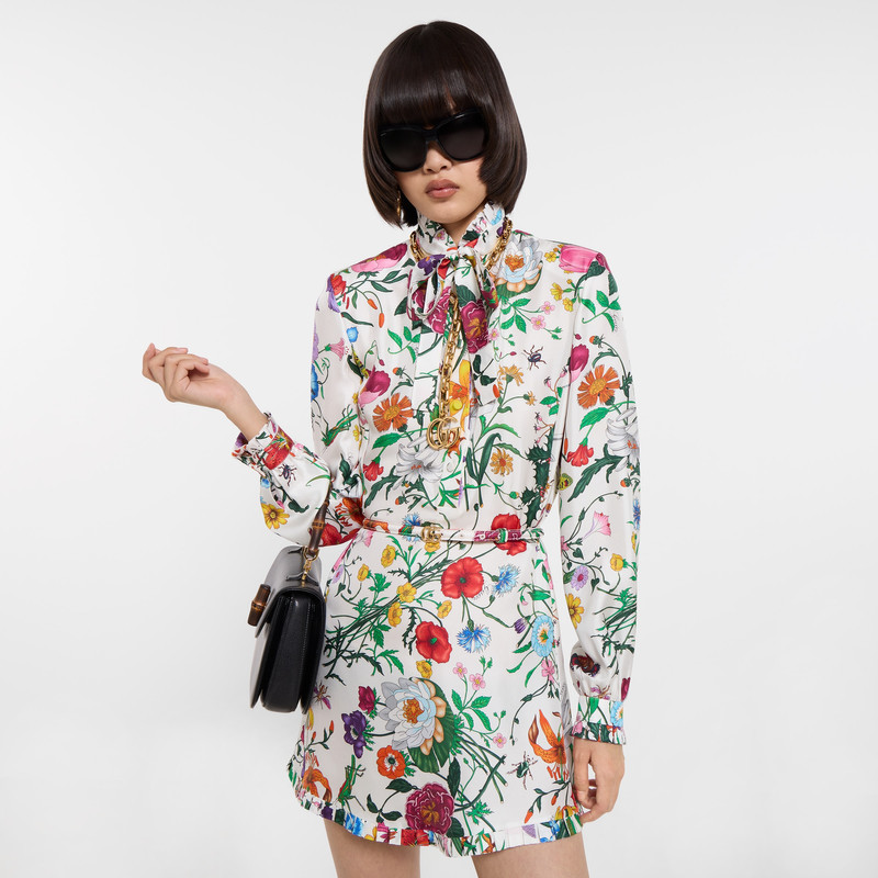 Printed silk twill dress 3