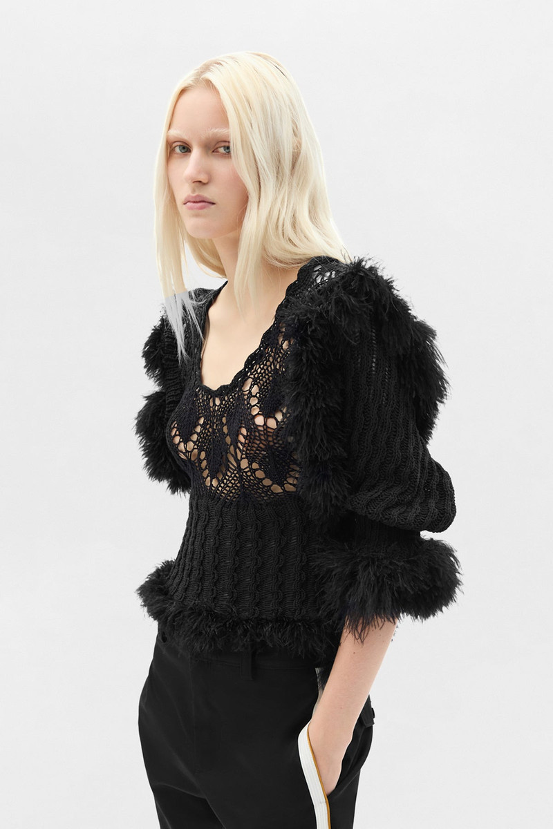 Ann Demeulemeester Dudu Scallop Neck Fitted Sweater outlook