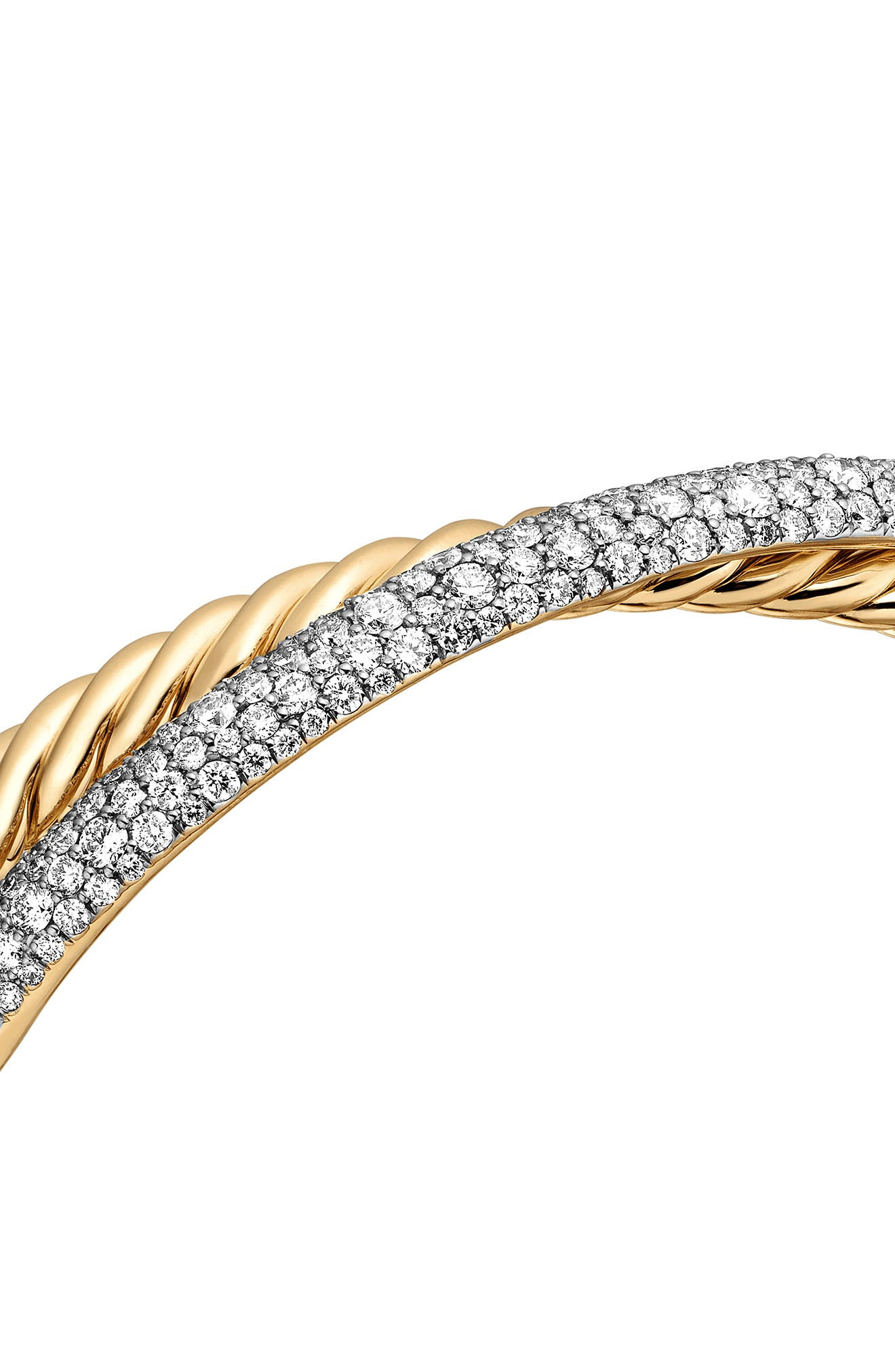 David Yurman Pavé Diamond Two-Row Crossover Cuff Bracelet in 18K Yellow Gold/Diamond at Nordstrom - 5