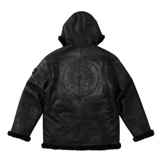 Supreme x Stone Island Hand-Painted Hooded Shearling Jacket 'Black' SUP-FW20-300 - 2