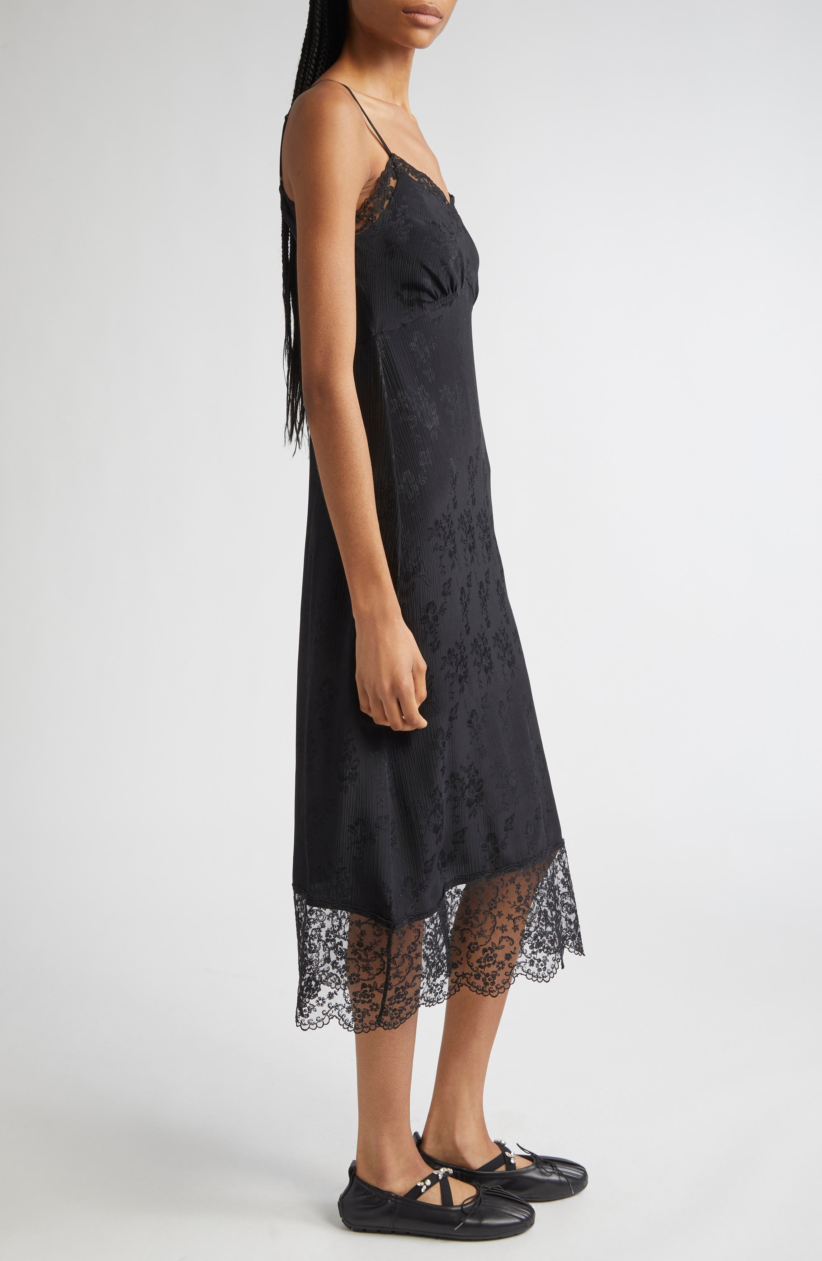 Simone Rocha Deep Lace Trim Slipdress in Black at Nordstrom - 3