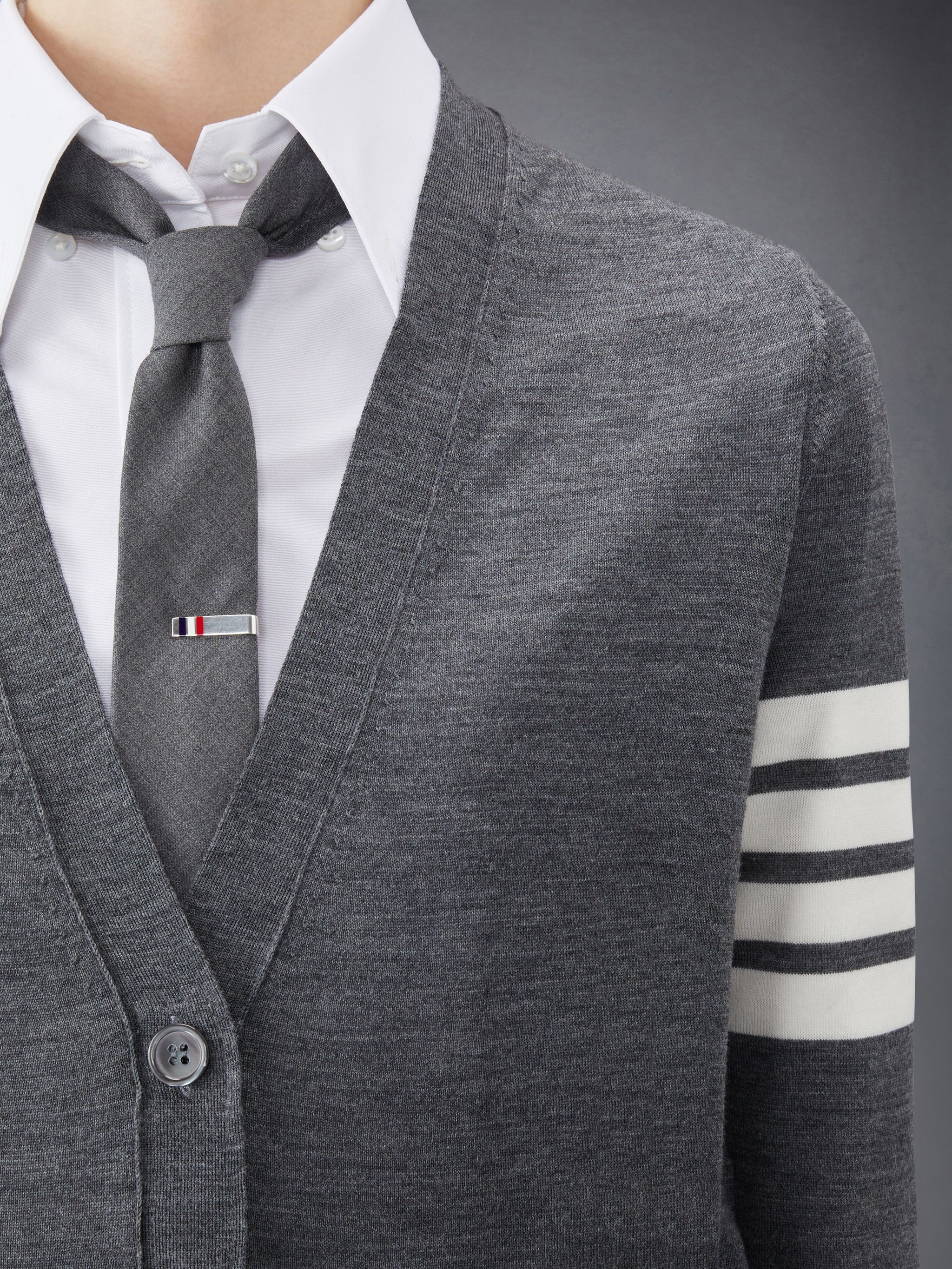 4-Bar stripe V-neck cardigan - 6