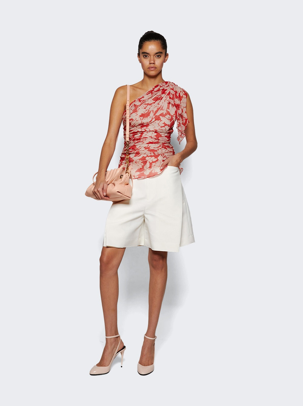 One Shoulder Draped Top Chilli And Blush - 5