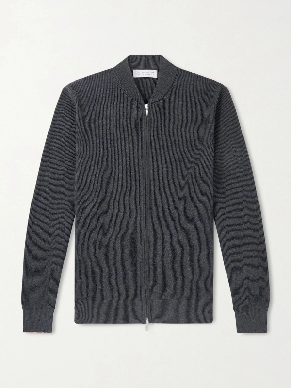 Ribbed Cotton Zip-Up Sweater - 1