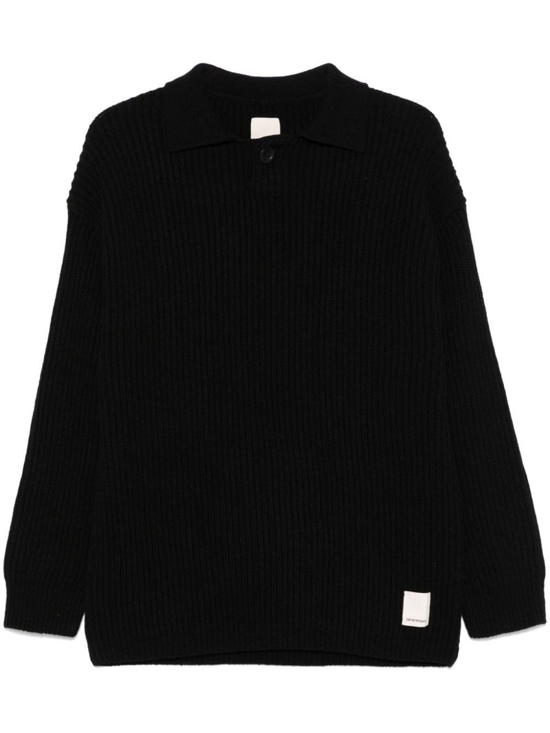 ribbed-knit polo shirt 1