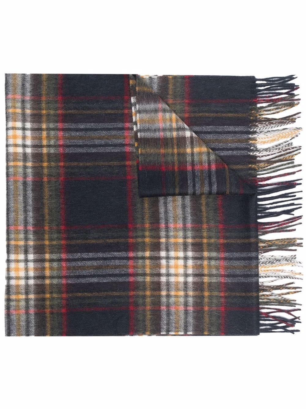 tartan-check wool scarf - 1