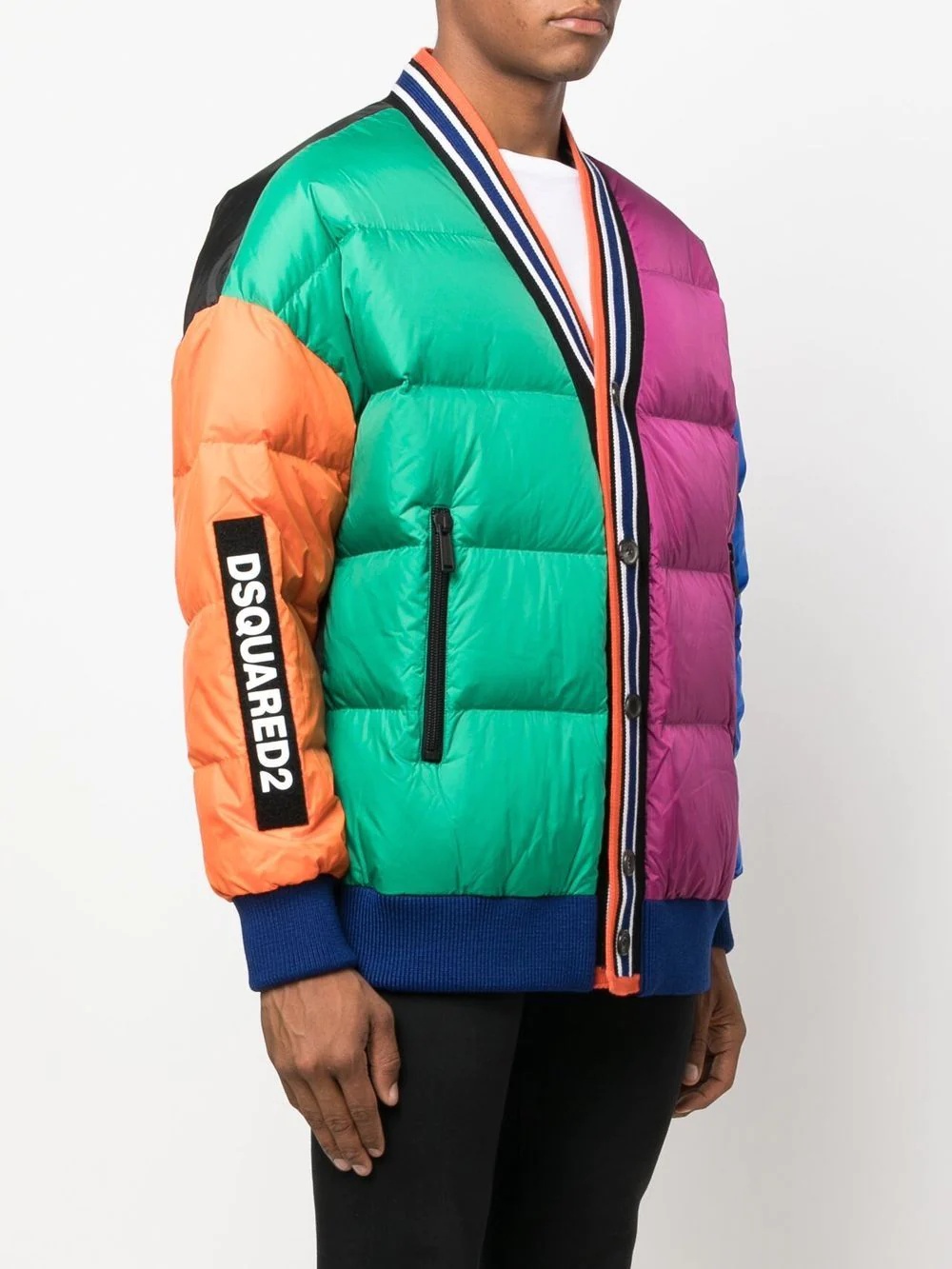 colour block padded jacket - 3