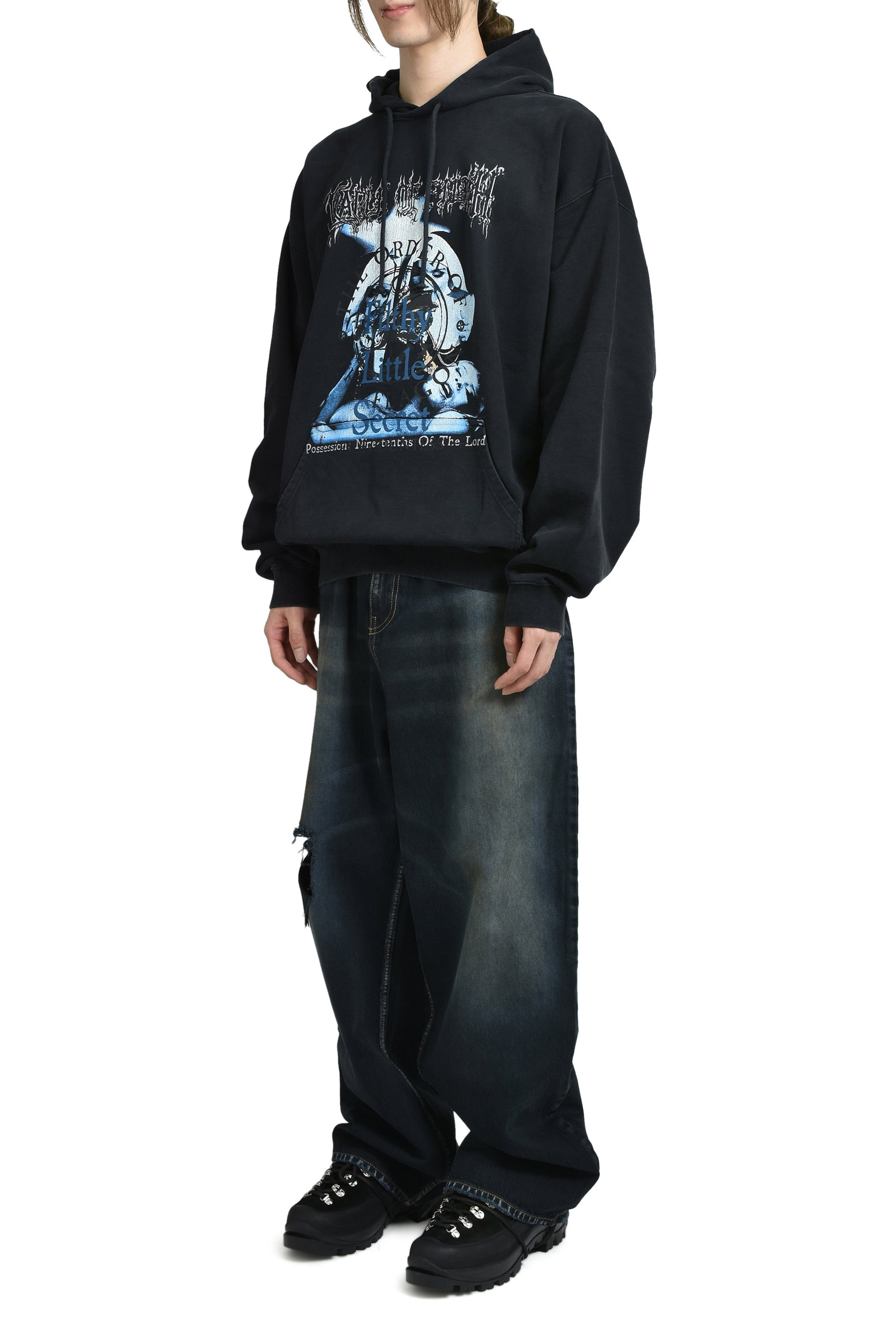 COF FILTHY SECRET OVERSIZED HOODIE / WASHED BLK - 5