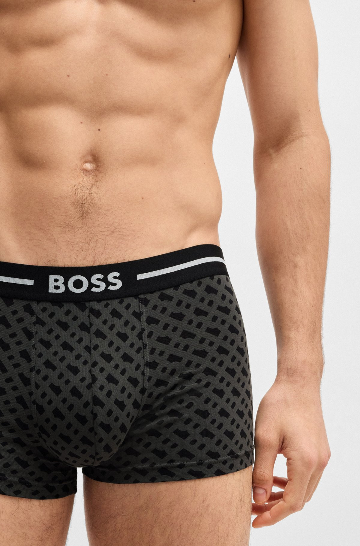 THREE-PACK OF STRETCH-COTTON PLAIN AND MONOGRAMMED TRUNKS - 4
