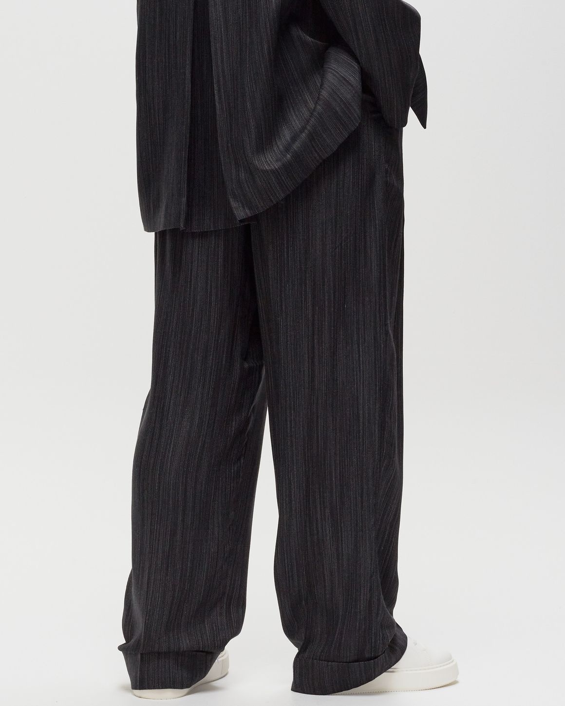 Drapey Stripe Suiting Mid Waist Pleat Pants - 3
