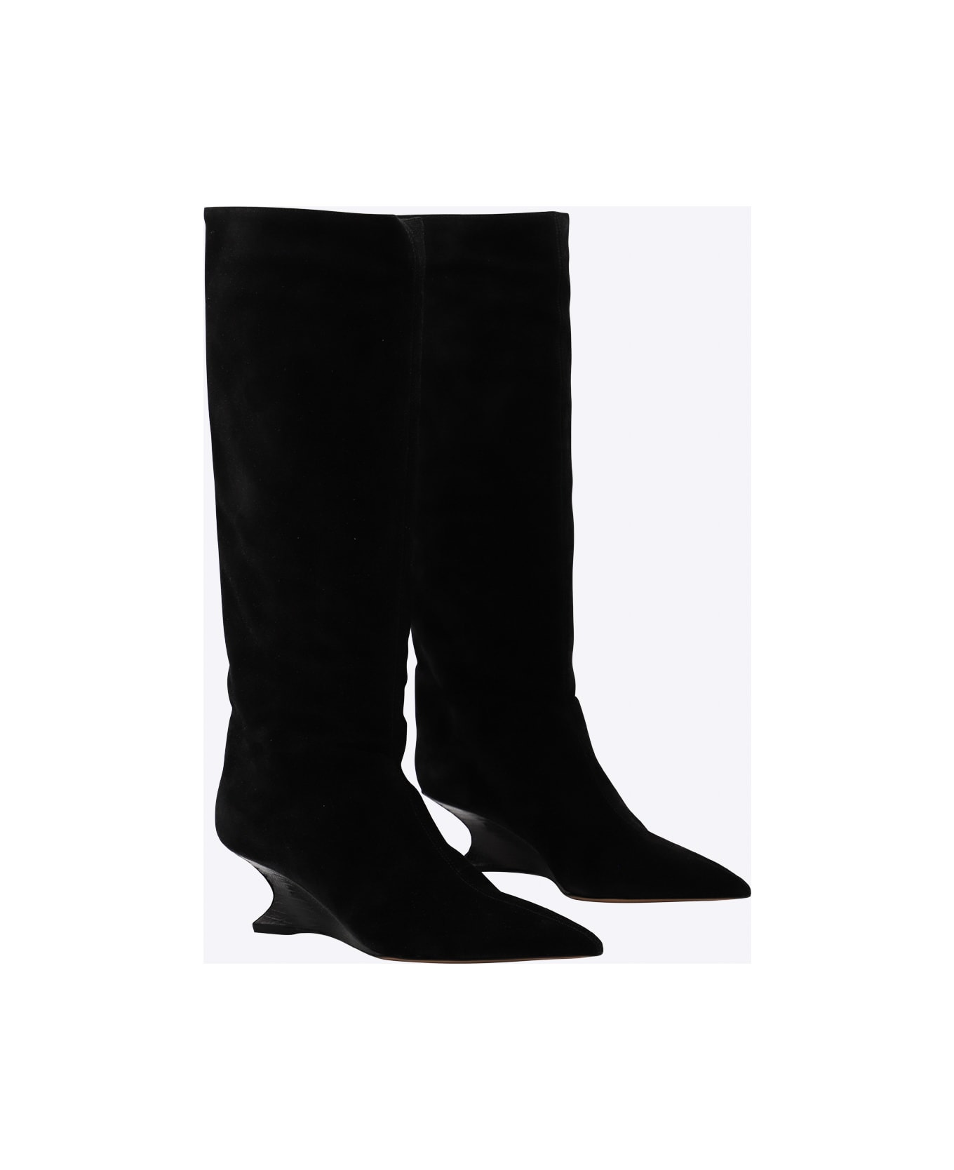 Black Leather Nina Boots - 2