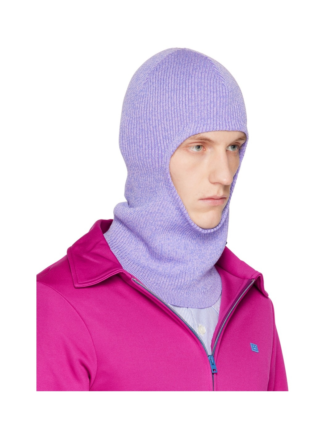 Purple Ribbed Balaclava - 2