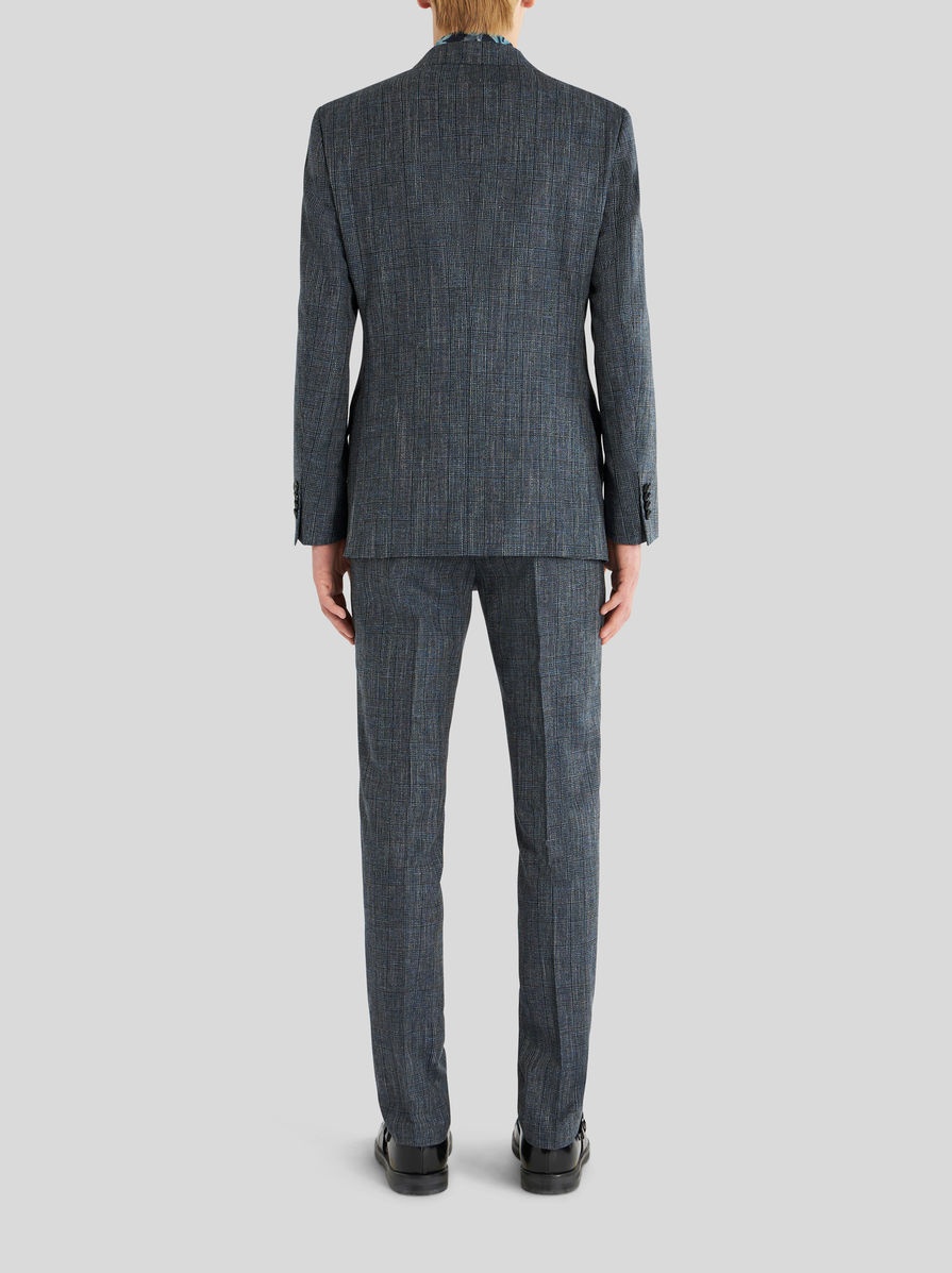 CHECK SUIT IN WOOL, COTTON AND LINEN - 4