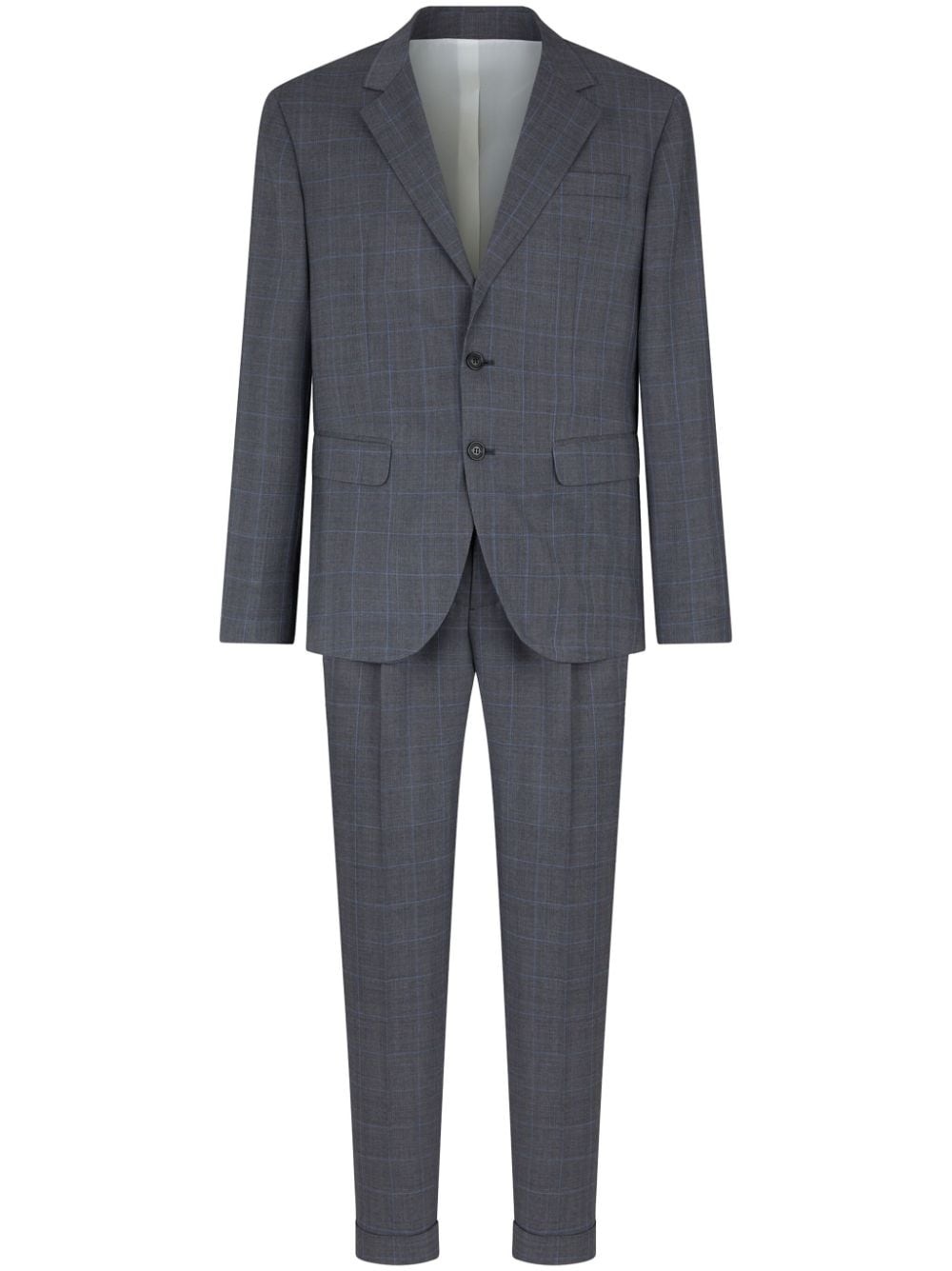 checked single-breasted wool suit - 1